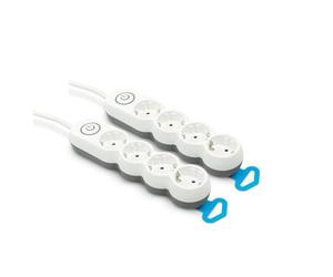 Garza Power - Pack de 2 regletas de 4 enchufes | con Interruptor | Enchufe Plano | Ladrón múltiple 1.4 Metros | Protección Infantil | Color Blanco | Gama Design