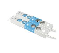 Garza Power - Pack de 2 regletas de 5 enchufes + 2 USBs, con Interruptor, Enchufe Plano, Ladrón múltiple 1.4 Metros, Protección Infantil, Color Gris, Gama Design