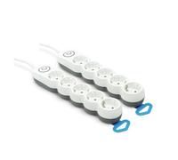 Garza Power - Pack de 2 regletas de 5 enchufes | con Interruptor | Enchufe Plano | Ladrón múltiple 1.4 Metros | Protección Infantil | Color Blanco | Gama Design