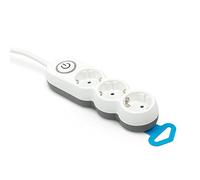 Garza Power - Regleta de 3 enchufes | con Interruptor | Enchufe Plano | Ladrón múltiple 1.4 Metros | Protección Infantil | Color Blanco | Gama Design