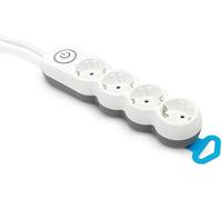 Garza Power - Regleta de 4 enchufes, con Interruptor, Enchufe Plano, Ladrón múltiple 1.4 Metros, Protección Infantil, Color Blanco, Gama Design