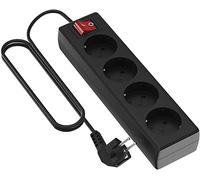 Garza Power - Regleta de 4 enchufes con Interruptor y Toma de Tierra | Ladrón múltiple de 5 Metros | hasta 3680W | Protección Infantil |Cable H05W-F 3G | Color Negro