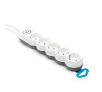 Garza Power - Regleta de 5 enchufes | con Interruptor | Enchufe Plano | Ladrón múltiple 1.4 Metros | Protección Infantil | Color Blanco | Gama Design