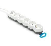 Garza Power - Regleta de 5 enchufes | con Interruptor | Enchufe Plano | Ladrón múltiple 1.4 Metros | Protección Infantil | Color Blanco | Gama Design