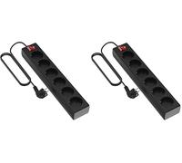 Garza Power - Regleta de 6 enchufes con Interruptor y Toma de Tierra | Ladrón múltiple de 3 Metros | hasta 3680W | Protección Infantil |Cable H05W-F 3G | Color Negro (Paquete de 2)
