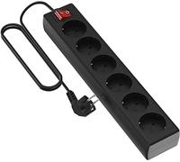 Garza Power - Regleta de 6 enchufes con Interruptor y Toma de Tierra | Ladrón múltiple de 5 Metros | hasta 3680W | Protección Infantil |Cable H05W-F 3G | Color Negro