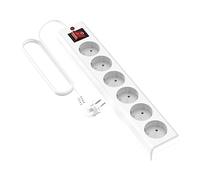 Garza Power - Regleta de 6 enchufes con Interruptor y Toma de Tierra | Protección de sobretensión | Ladrón múltiple de 1.4 Metros | hasta 3680W | Protección Infantil |Cable H05W-F 3G | Color Blanco