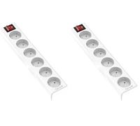 Garza Power - Regleta de 6 enchufes | Sin Cable | con Interruptor | Ladrón múltiple | Protección infatil | Color Blanco (Paquete de 2)