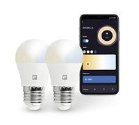 Garza Smart - Pack 2 Bombilla LED Inteligente Wifi Esférica, 5.5W (equivale a 40W de incandescencia), E27, CCT, Intensidad regulable, Programable, Control por voz y app, Alexa/Google, WiFi 2.4GHz