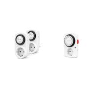 Garza - Temporizador analógico para Interior, Pack de 2 Unidades, Enchufe programable, Programador Diario (24h), Blanco & Temporizador analógico para Interior, Enchufe programable, Timer 24h, Blanco