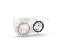 Garza - Temporizador Programador Analógico para uso exterior, Protección IP44, Enchufe programable 24 horas, Blanco