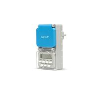 Garza - Temporizador Programador Digital de Exterior, Protección IP44, Programación Semanal (8 Programas), Modo Aleatorio, Enchufe con protección, Gris y Azul