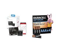 Garza - Termostato de 2 Hilos Wi-Fi Inteligente para Caldera y Calefacción, con Adaptador, Medidor Consumo, Control táctil, Detección Ventanas Abiertas + Duracell Optimum Pack de 4 AAA