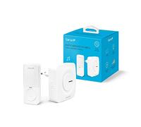 Garza - Timbre Inalámbrico Kinético para puerta, 1 pulsador + 1 receptor, Gran alcance 200 m, 64 melodías, IP56, Con indicador LED, Modo silencioso, 4 intensidades de sonido, Función memoria, Blanco