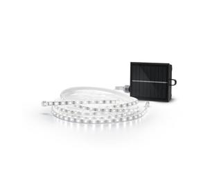 Garza - Tira LED Solar 5M, Iluminación Decorativa para Jardines y Terrazas, Luz Cálida 3000K, Carga Solar y USB-C, Sensor Crepuscular, Resistente al Agua IP44, 8 Modos de Iluminación con Control Remot