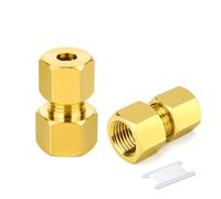 GASHER 2piezas Conector de compresión de latón rosca hembra 1/4 BSP adaptador reductor para tubo 8mm para circuitos neumáticos agua gas baja presión