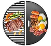 GasSaf Rejilla de cocción de media luna de 18 pulgadas para Kamado Joe Classic I, II, III, huevo verde grande, plancha reversible de media luna para Vision Grill B-11N1A1-Y2A, VGKSS-CC2, parrilla