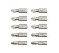 Gastagrav Juego de 10 puntas de destornillador hexagonal eléctrico de 25 mm, aleación de acero de alta dureza PH1 PH2 PH3 PZ1 PZ2 PZ3 cabeza antideslizante compatible con taladro de 1/4 pulgadas (PH2)