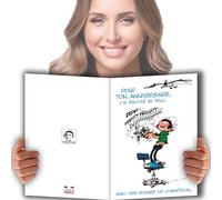 Gaston Lagaffe glmx-2018 gran tarjeta de cumpleaños con gran formato A4 + sobre ilustrado, diseño de velas Maxi gigante