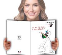 Gaston Lagaffe glmx-2019 gran tarjeta de cumpleaños con gran formato A4 + sobre dibujos diseño un an de Plus Maxi gigante