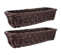 GATHINESS 2 Piezas Cesta Tejida de Plástico Color Café para Snacks y | Diseño Artesanal Delicado y Fresco, para Hotel y Comedor, Organiza muchos Artículos Estilo Atractivo