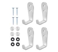 GATHINESS Ganchos de Pared de Acero Inoxidable, Ganchos de Pared Resistentes en Forma de L, Tornillos Incluidos, Pack de 4 Unidades, para Llaves y Ropa en el Hogar y Restaurante