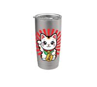 Gato agitando Maneki Neko Japón Símbolo de buena suerte Gato de la suerte Vaso térmico de acero inoxidable de doble pared