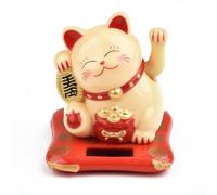 Gato de la suerte alimentado por energía solar, adorno japonés Maneki Neko para automóvil, decoración de tablero de gato de la fortuna oscilante, gato rico que agita la batería, dije de buena suerte