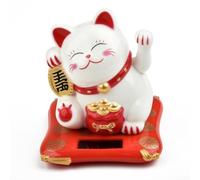 Gato de la suerte alimentado por energía solar, adorno japonés Maneki Neko para automóvil, decoración de salpicadero de gato de la fortuna oscilante, gato rico que agita la batería, dije de buena