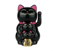 Gato de la suerte alimentado por energía solar, Maneki Neko que agita automáticamente, gato de la fortuna de batería para decoraciones de mostrador de tienda, dije de buena suerte, adorno de entrada