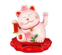Gato de la suerte, gato ondeando con energía solar, Maneki Neko, Gato agitando las manos, gato de la fortuna, buena suerte, riqueza, decoración del hogar del coche (2312-rosa)