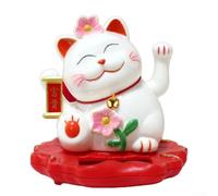 Gato de la suerte, gato ondeando con energía solar, Maneki Neko, Gato agitando las manos, gato de la fortuna, buena suerte, riqueza, decoración del hogar del coche (2312-blanco)