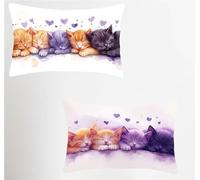 Gato Funda Cojin 30x50 Juego de 2, CorazóN Rectangular Funda Almohada 30x50cm con Cremallera Oculta, Impermeable Lino Fundas Cojines, Fundas de Cojines para Sofá Cama Silla o Jardín Regalo J-3125