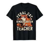 Gato Salvaje Maestro de jardín de Infantes Divertido Aula Café Humor Camiseta gráfica económica