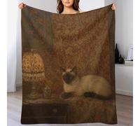 Gato siamés junto a la lámpara Manta Mascota acogedora Franela Sofa Cama