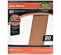 Gator acabado 4228 80 grano de madera desnudo - Hojas de recambio para lijadora de banda (25 unidades), 9 "x 11"