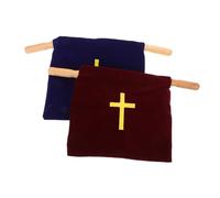 Gatuida 2piezas Bolsa de Ofrenda de Terciopelo para Iglesia con Postes de Madera Bolsa Formal para Recolección de Donaciones Servicios Religiosos y Bodas
