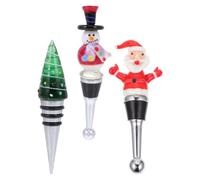 Gatuida 3 Piezas Tapones para Botellas de Vino Decoración de Botellas de Vino de Navidad Vidrio y Aleación de Zinc Cierre Hermético Fácil de Usar y Color Aleatorio Varios estilos