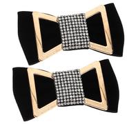Gatuida Adornos Elegante para Zapatos Lazo de Terciopelo Negro y Gemas de Imitación 1 Par Fácil de Combinar para Boda y Fiesta