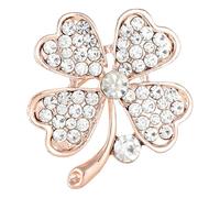 Gatuida Broche Accesorio Decorativo Elegante de Trébol de Cuatro Hojas para Mujer Aleación y Cristales, Resistente al Desgaste en Navidad y Uso Diario para Ropa y Solapas