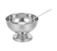 Gatuida Cuenco de Helado de Acero Inoxidable 160ml con Tenedor, Plata | Capacidad 160ml y 5,4 Oz, Acabado Redondo, Uso en Restaurantes y Reuniones Familiares