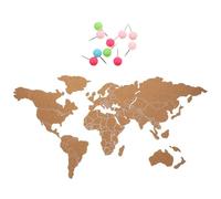Gatuida Mapa del mundo de tablero de corcho adhesivo para decorar la pared del hogar, diseño autoadhesivo, accesorios de color aleatorio, mapa de viaje para marcar