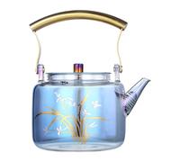 Gatuida Tetera de Vidrio y Acero Inoxidable Grande, Fácil de Limpiar, Capacidad Amplia, Diseño Elegante y Retro para Cocina y Hogar