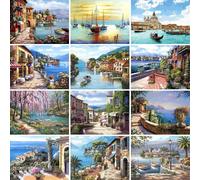 GATYZTORY-pintura al óleo por números de paisaje marino, Kit de pintura acrílica por números, obra de arte, pinturas diy, arte sobre lienzo por números Verde claro