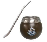 Gaucho Bruno - Mate Térmico de Acero Inoxidable para Beber Yerba Mate | Cómodo de Sostener | Mantiene la Temperatura de la Bebida | Diseñado para Parecer un Mate Natural | con Bombilla