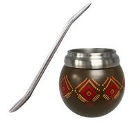 Gaucho Bruno - Mate Térmico de Acero Inoxidable para Beber Yerba Mate | Cómodo de Sostener | Mantiene la Temperatura de la Bebida | Diseñado para Parecer un Mate Natural | con Bombilla