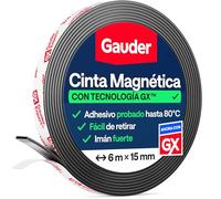 GAUDER Cinta magnética adhesiva, banda magnética recortable (6 m x 15 mm) | Autoadhesiva y flexible para manualidades, organización y decoración, imán en tira, cinta imantada adhesiva
