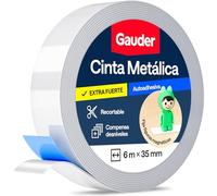 GAUDER Cinta metálica autoadhesiva - Tiras finas con adhesivo de espuma para imanes, Figuras Tonie® y estanterías - Cinta ferrosa (6 m x 35 mm)