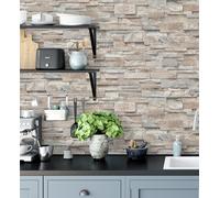 GAULAN 127671 - Papel pintado vinílico lavable efecto imitación muro piedra pizarra con textura en relieve para pared salón cocina baño pasillo comedor - Rollo de 10 m x 0,53 m