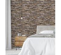 GAULAN 453179 - Papel pintado vinílico lavable efecto muro piedra pizarra rústica con relieve para pared salón cocina baño comedor - Rollo de 10 m x 0,53 m